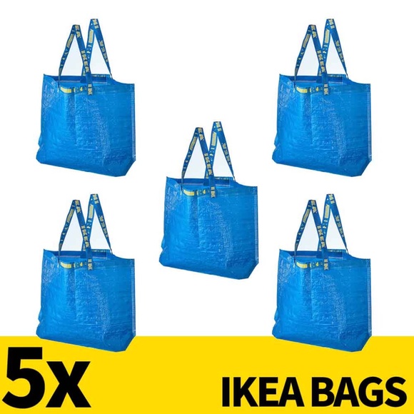 LOT OF 5 Ikea Bags Large 36L Nylon Tote Shopping